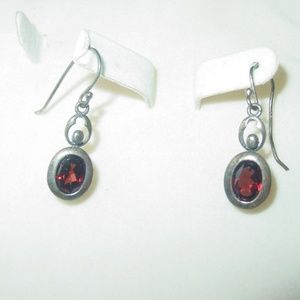 Coldwater Creek Sterling Garnet Pierced Earrings